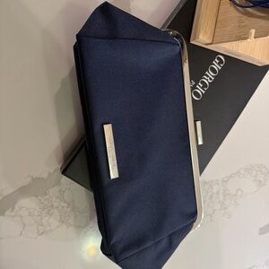 Giorgio Armani Midnight Blue Clutch with Silver Trim
